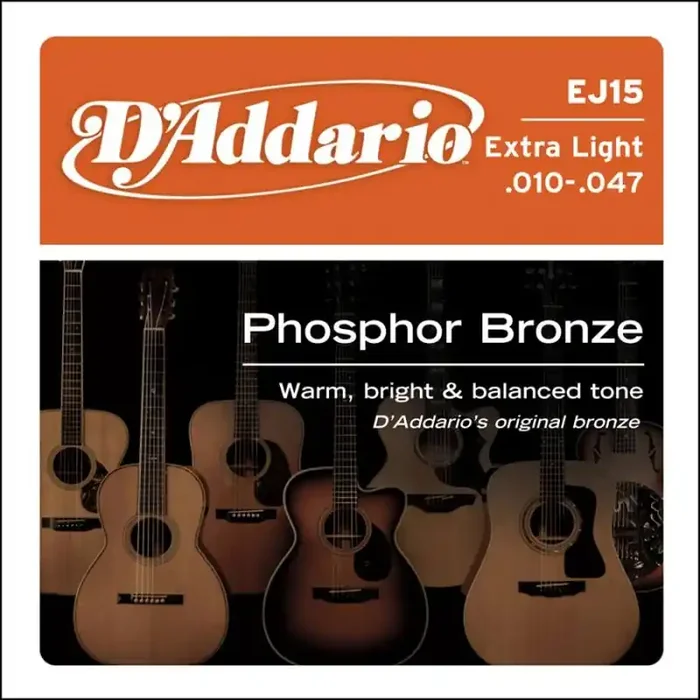 D‘Addario Phosphor Bronze snarenset akoestisch, phosphor bronze, extra light, 010-014-023-030-039-047