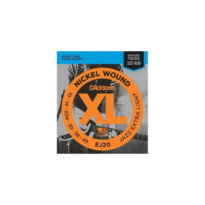 D‘Addario XL Jazz snarenset elektrisch, roundwound, extra light, 010-014-022-030-038-049