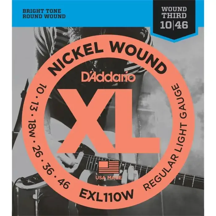 D‘Addario XL Nickel Round Wound snarenset elektrisch, regular light wound 3rd, 010-013-018w-026-036-046, EXL110W