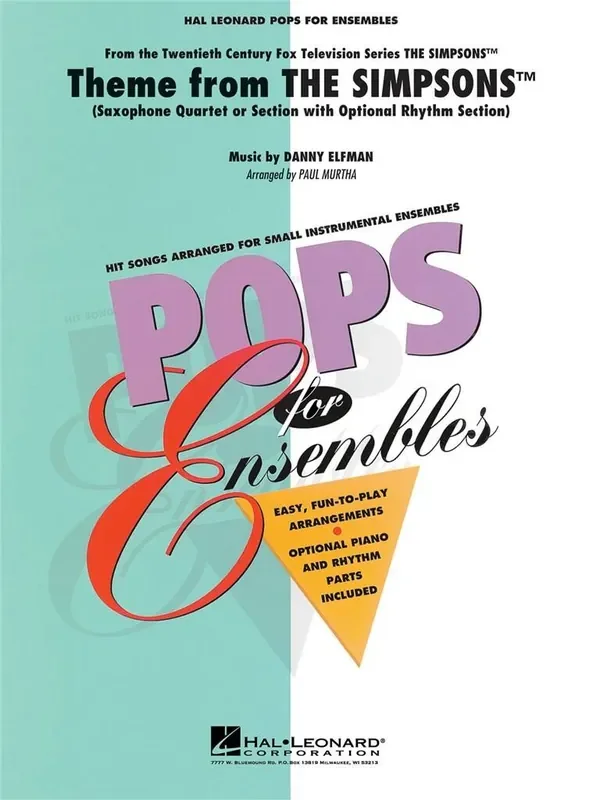 Danny Elman Theme from The Simpsons (Arr. Paul Murtha) Saxophon Ensemble