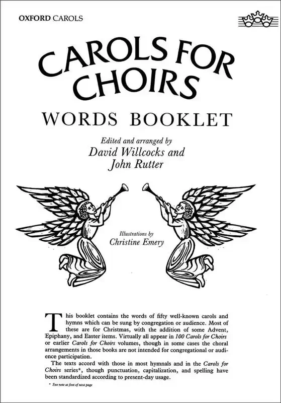 David Willcocks Carols for Choirs Carols for Choirs words booklet Melodie, Text, Akkorde