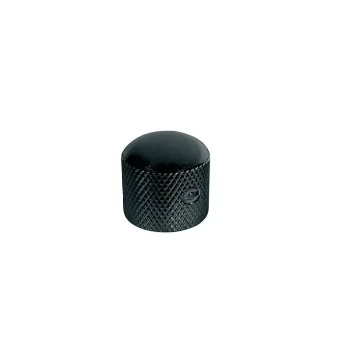 Dome knob, metal, black, diam 18,0mmx18,5mm, with set screw, shaft size 6,1mm