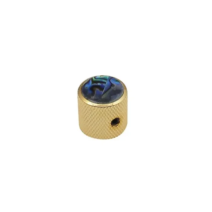 Dome knob with abalone inlay, 18x18mm with set screw, gold