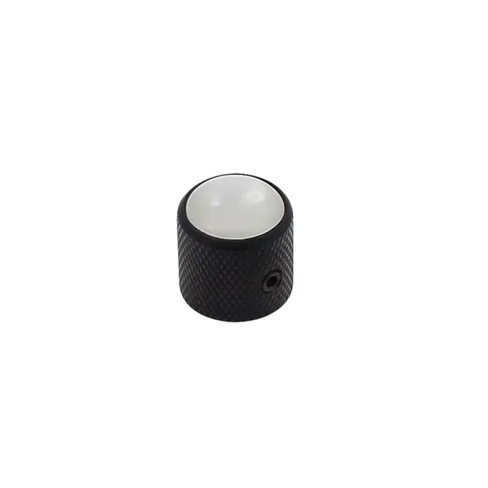 Dome knob with pearloid inlay, 18x18mm with set screw, black