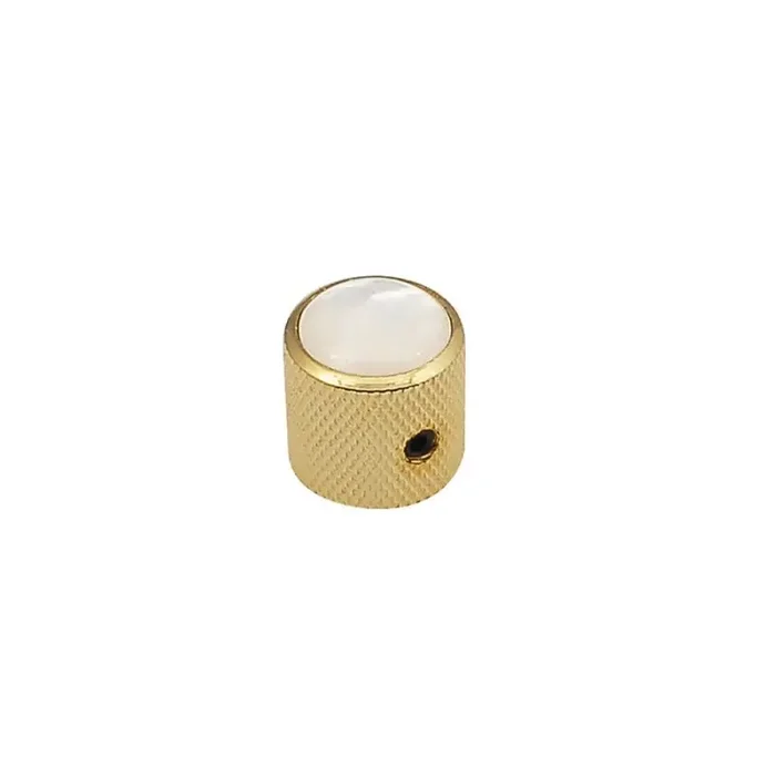 Dome knob with pearloid inlay, 18x18mm with set screw, gold