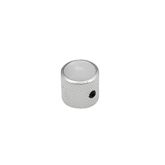 Dome knob with pearloid inlay, 18x18mm with set screw, nickel