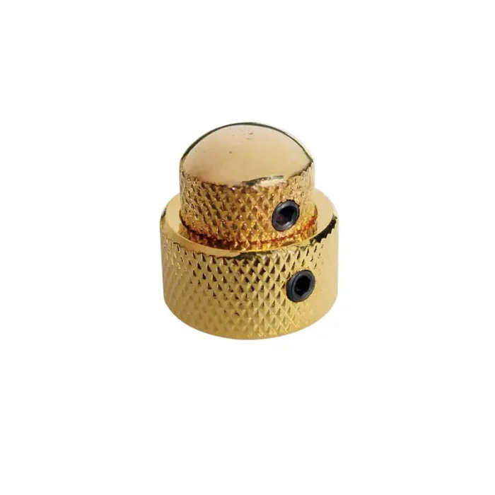 double dome knob, metal, 15×14 + 19x12mm, with set screws allen type, shaft size 6,0 + 8,0, gold