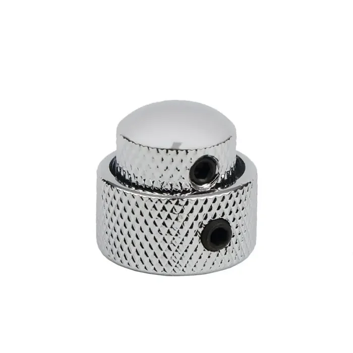 Double dome knob, metal, chrome, 14×11 + 19x10mm, with set screws allen type, shaft size 3,0 + 6,0