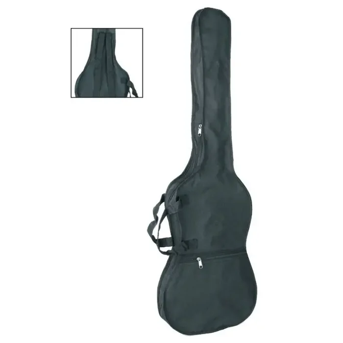 Draagtas voor basgitaar, ongevoerd, nylon, 2 riemen, groot voorvak, zwart