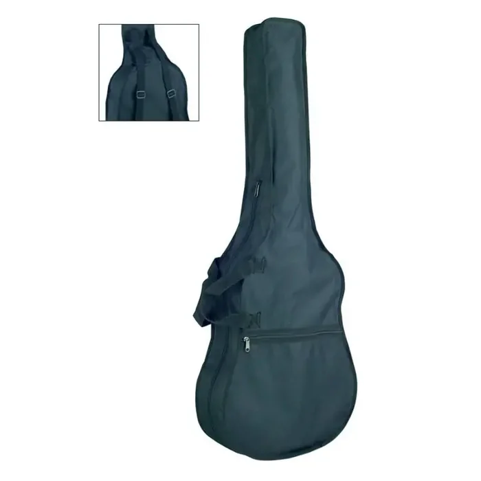 Draagtas voor klassieke gitaar 1/4, ongevoerd, nylon, 2 riemen, groot voorvak, zwart