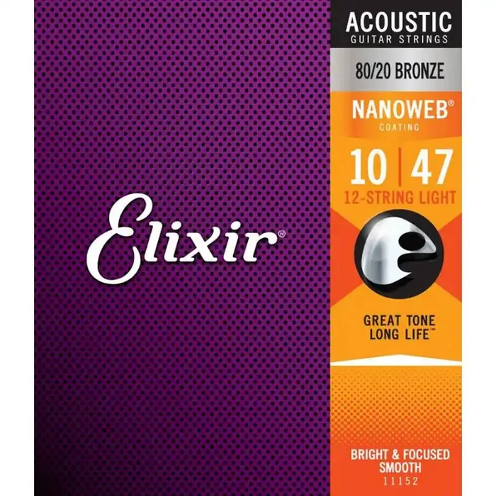 Elixir Nanoweb string set 12-string acoustic coated 80/20 bronze, light 2×010-2×014-023-009-030-012-039-018-047-02