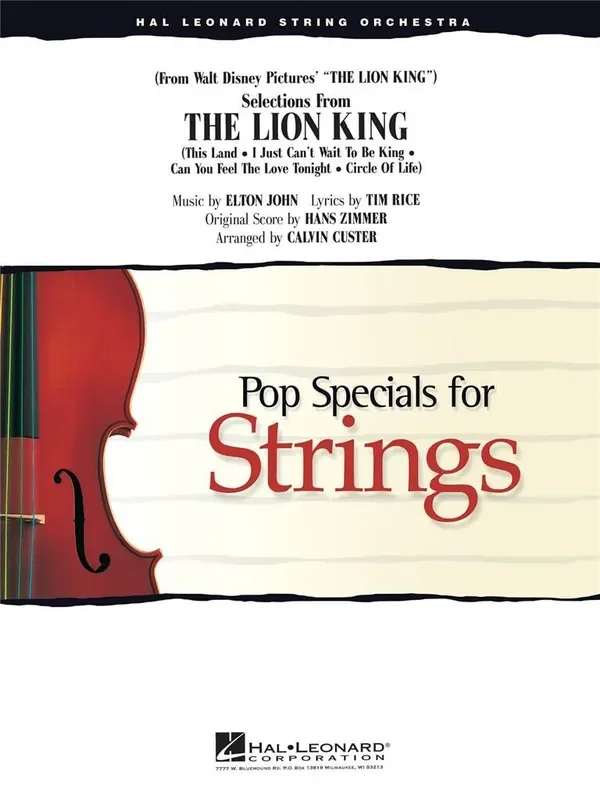 Elton John Selections from The Lion King (Arr. Calvin Custer) Streichensemble