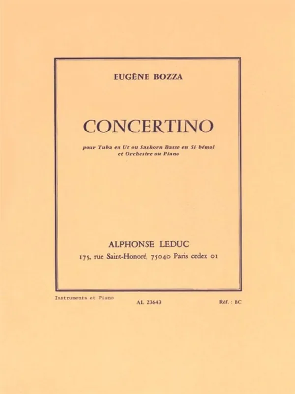 Eugène Bozza Concertino Tuba mit Begleitung