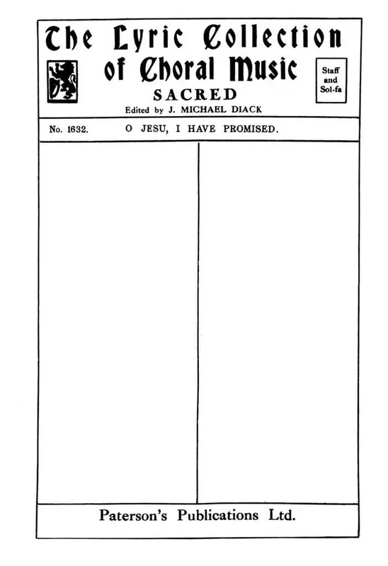 Felix Mendelssohn Bartholdy O Jesu, I Have Promised Gemischter Chor mit Begleitung