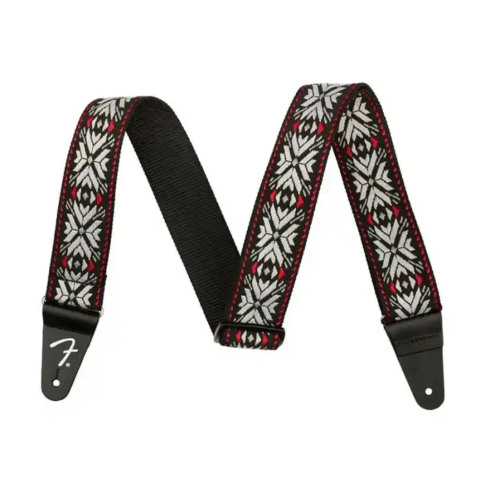 Fender 2″ guitar strap, Pasadena woven, red snowflake