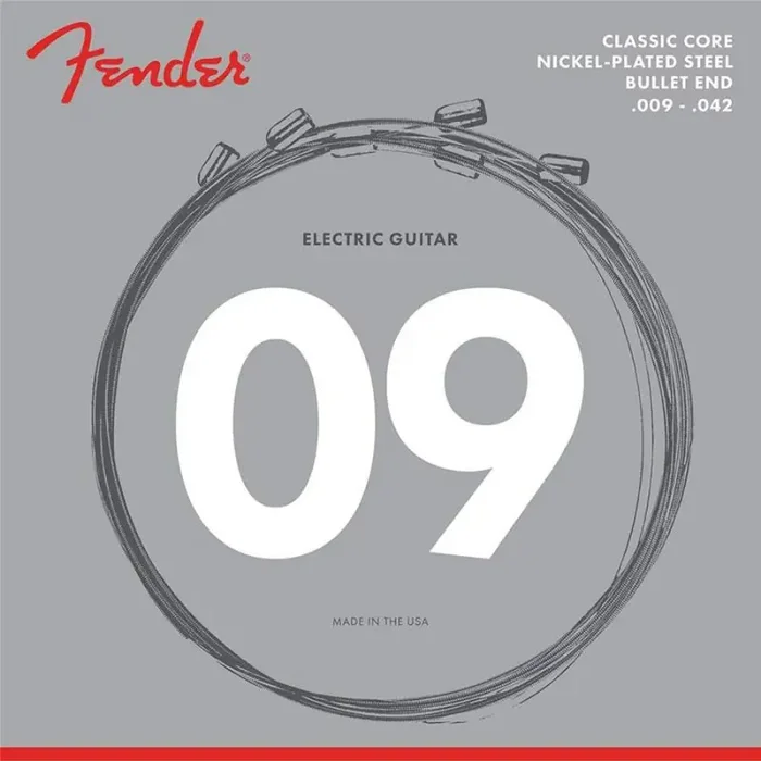Fender Classic Core string set electric, nickel plated steel, light, bullet ends, 009-042