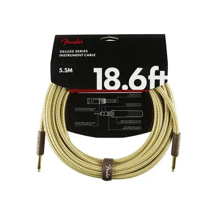 Fender Deluxe Series instrument cable, 18.6ft, tweed