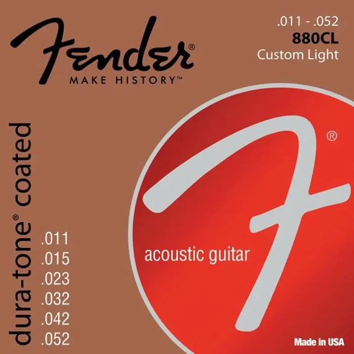 Fender Dura-Tone Coated 80/20 string set acoustic coated bronze custom light 011-015-023-032-042-052