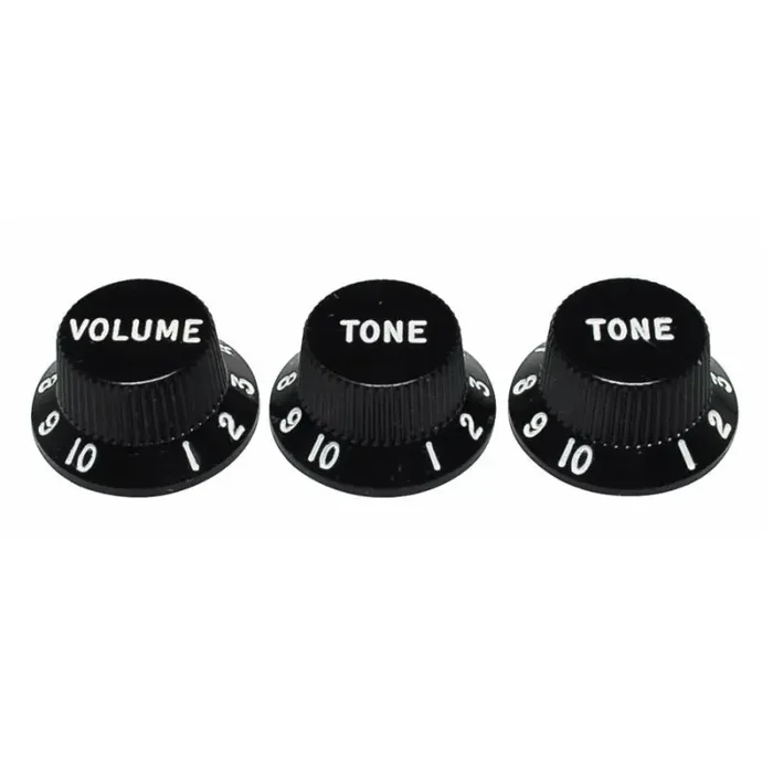 Fender Genuine Replacement Part strat knobs for CTS shaft size 1V + 2T black