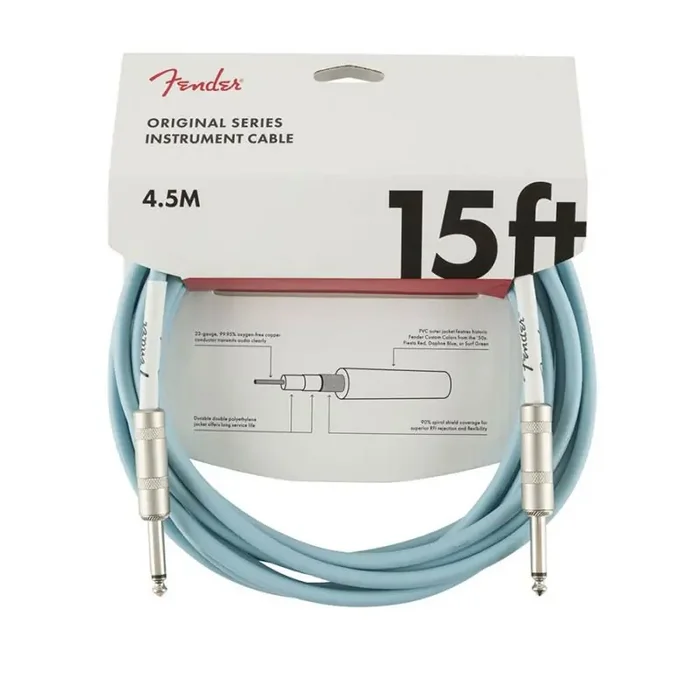 Fender Original Series instrument cable, 15ft, daphne blue