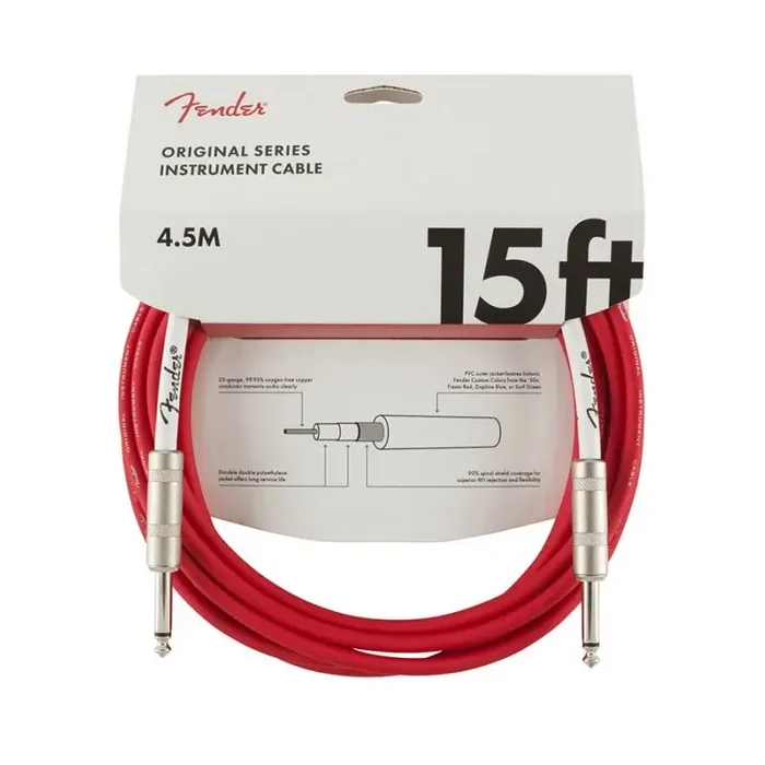 Fender Original Series instrument cable, 15ft, fiesta red