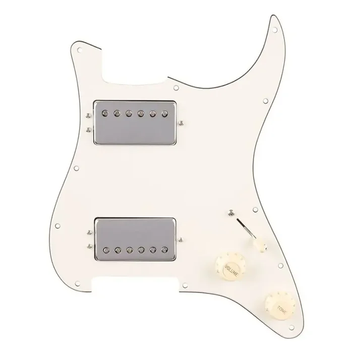 Fender pre-wired Strat pickguard, quadra tap HH, parchment 11 hole