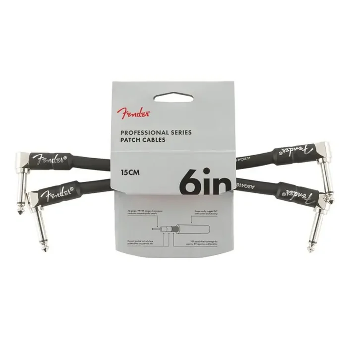 Fender Professional Series patch cable (2 pcs), 6″, 2x angled, black