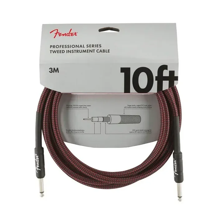 Fender Professional Tweed instrument cable, 10ft, red tweed