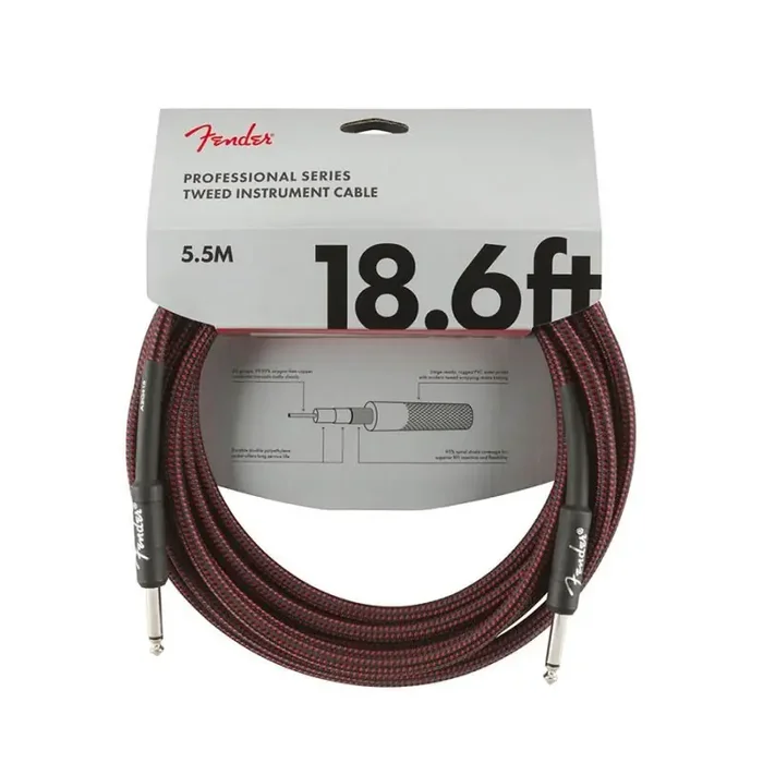 Fender Professional Tweed instrument cable, 18.6ft, red tweed