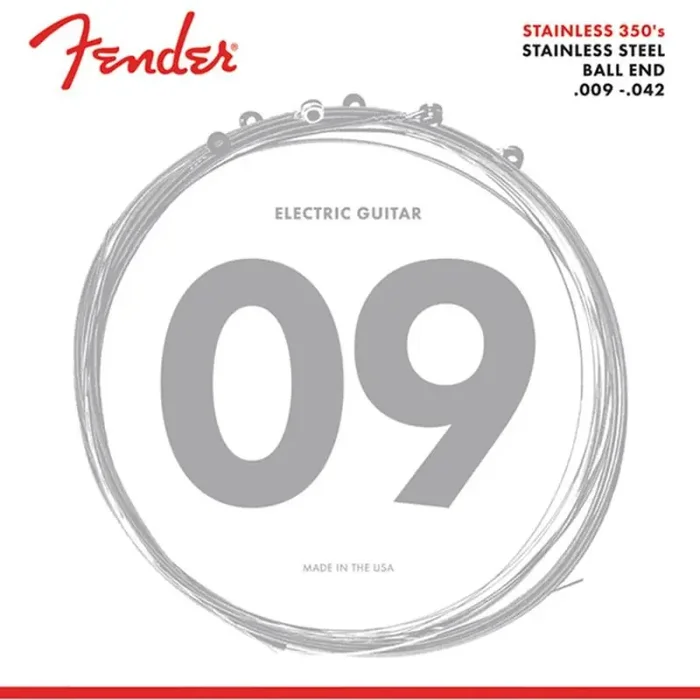 Fender Stainless 350s string set electric, stainless steel, light, ball end, 009-011-016-024-032-042