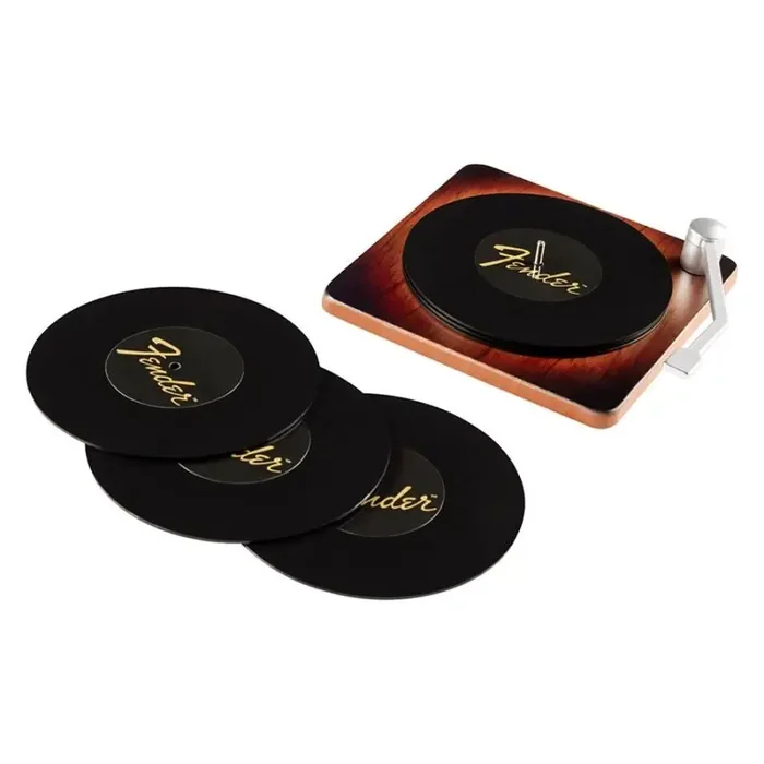 Fender sunburst turntable coaster set