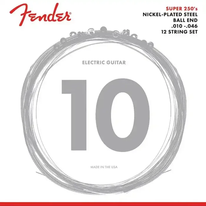 Fender Super 250s string set electric, nickel plated steel, 12-string, 010-046
