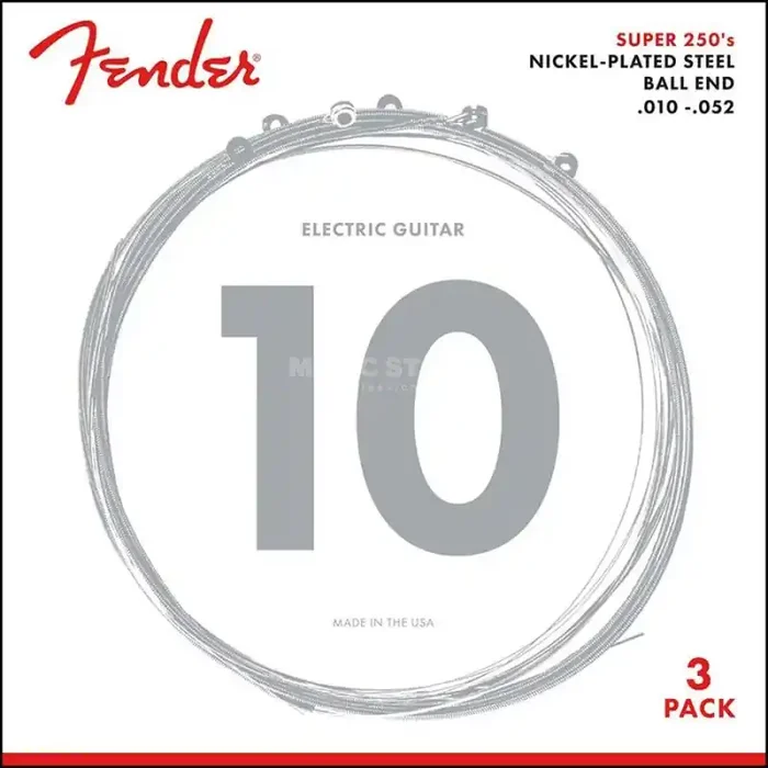 Fender Super 250s string set electric, nickel roundwound, regular, 010-013-017-026-036-046, 3 pack