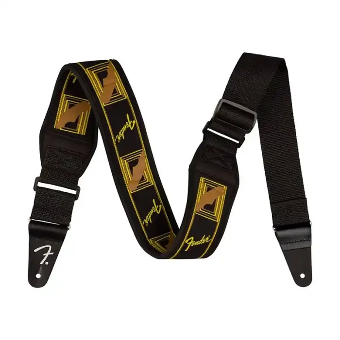 Fender Swell neoprene guitar strap, black/yellow/brown mono, 2.5″