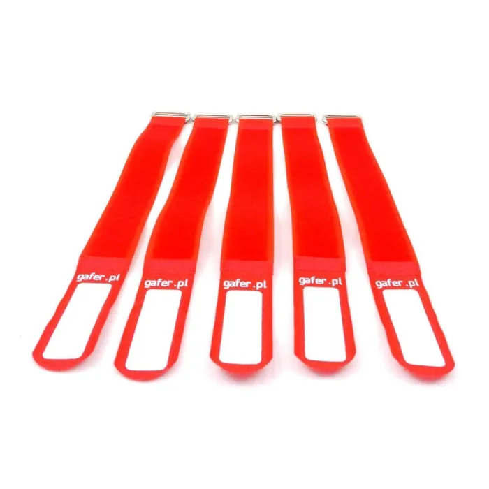 GAFER.PL Kabelbinder Klettverschluss 25x260mm 5er Pack rot