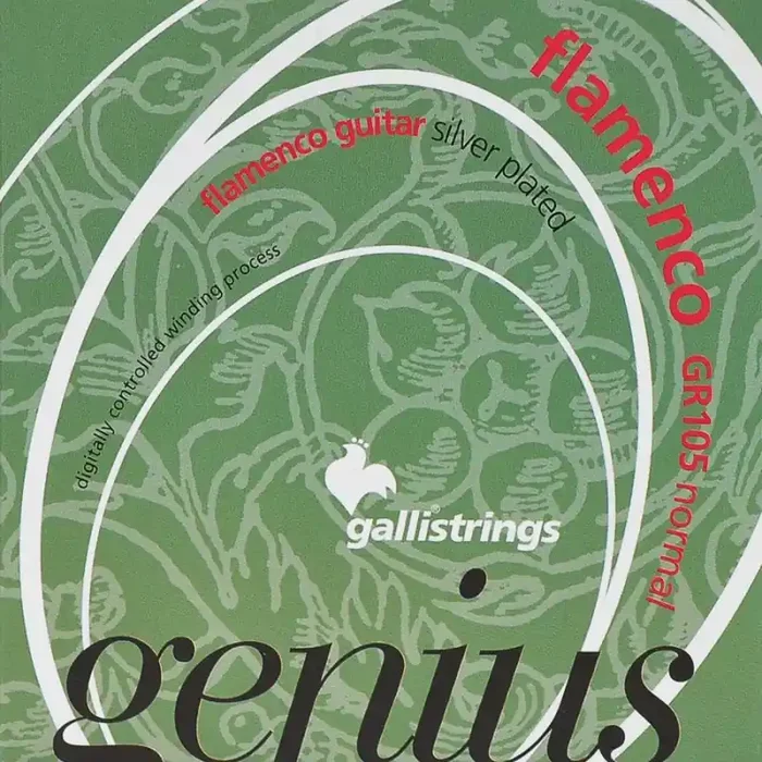 Galli Genius snarenset flamenco, normal tension, black trebles en silverplated basses, 028-032-040-029-034-044