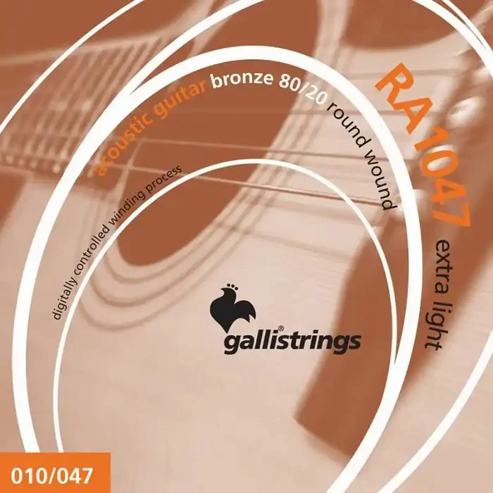 Galli string set acoustic 80/20 bronze wound, extra light, 010-014-023-030-039-047
