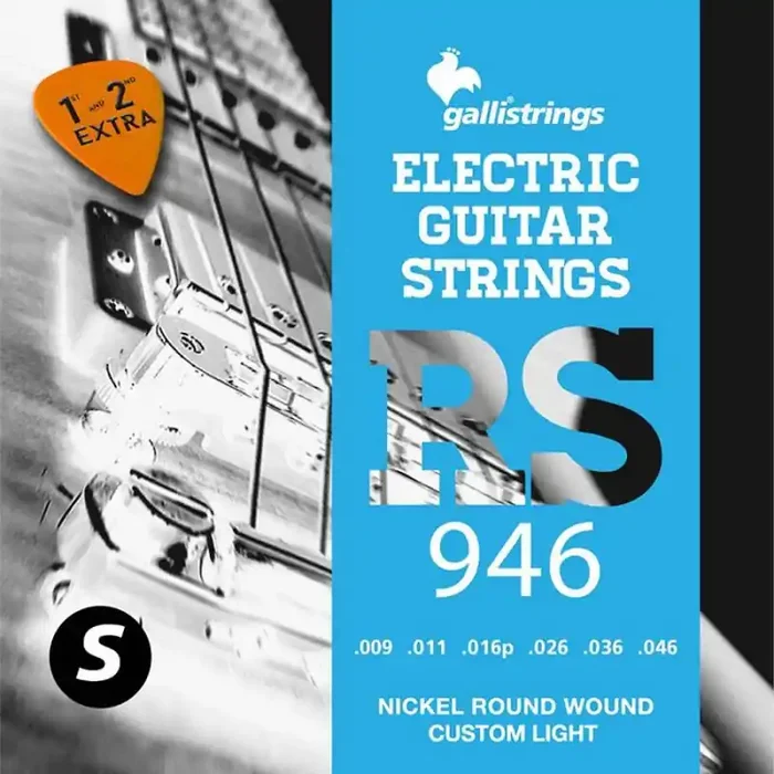 Galli string set electric, nickel roundwound, custom light, 009-011-016-026-036-046