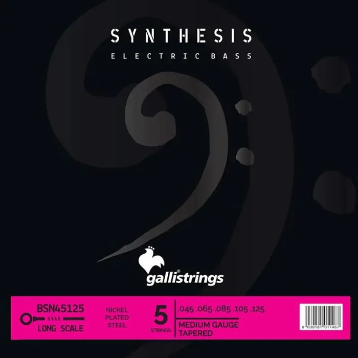 Galli Synthesis 5-string set electric bass, nickel and steel double winding, medium, 045-065-085-105-125
