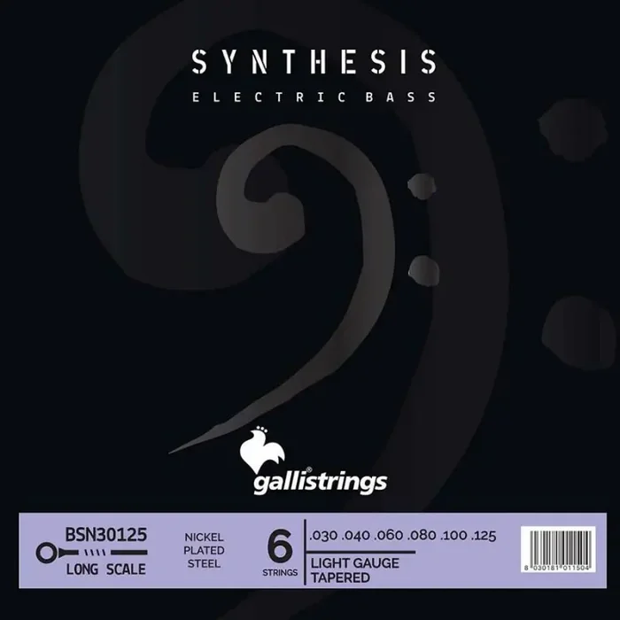 Galli Synthesis 6-string set electric bass, nickel and steel double winding, light tapered, 030-040-060-083-100-125