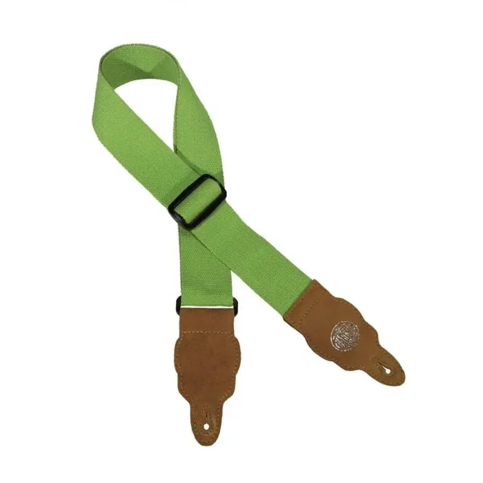 Gaucho Grass Series gitaarriem, hemp, light groen, met bruine eindstukken