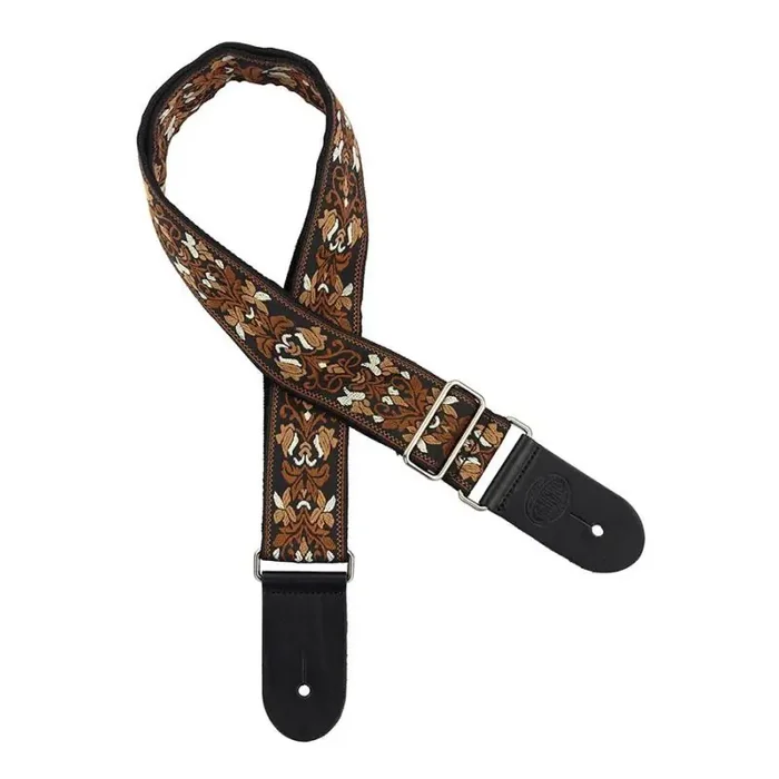 Gaucho Traditional Series guitar strap, 2 jacquard weave, leather slips, multi colors