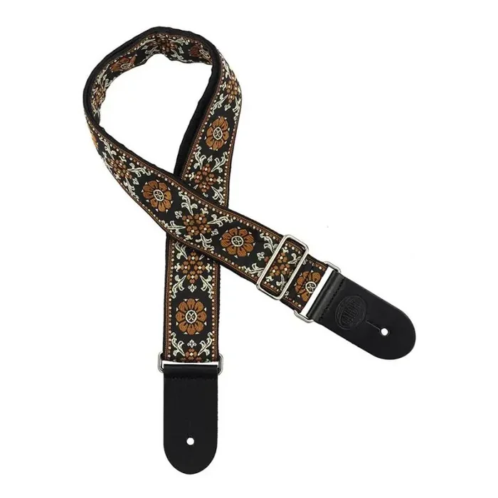 Gaucho Traditional Series guitar strap, 2 jacquard weave, leather slips, multi colors