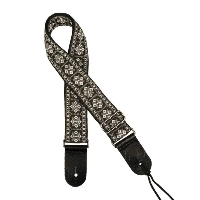 Gaucho Traditional Series guitar strap, 2? jacquard weave, white and grey