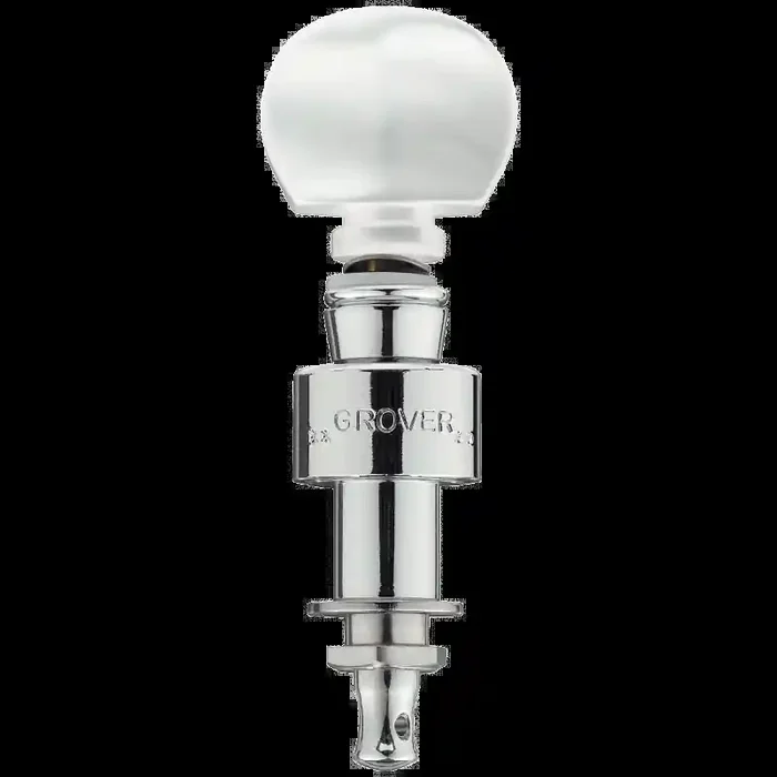 Geared Banjo Pegs, Chrome / Round Pearloid Button – 5 Pieces