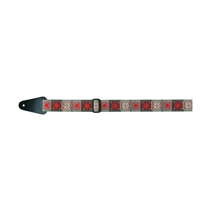 Gewa Gitarrengurt F&S Folk Jacquard Rot-Silber-Schwarz