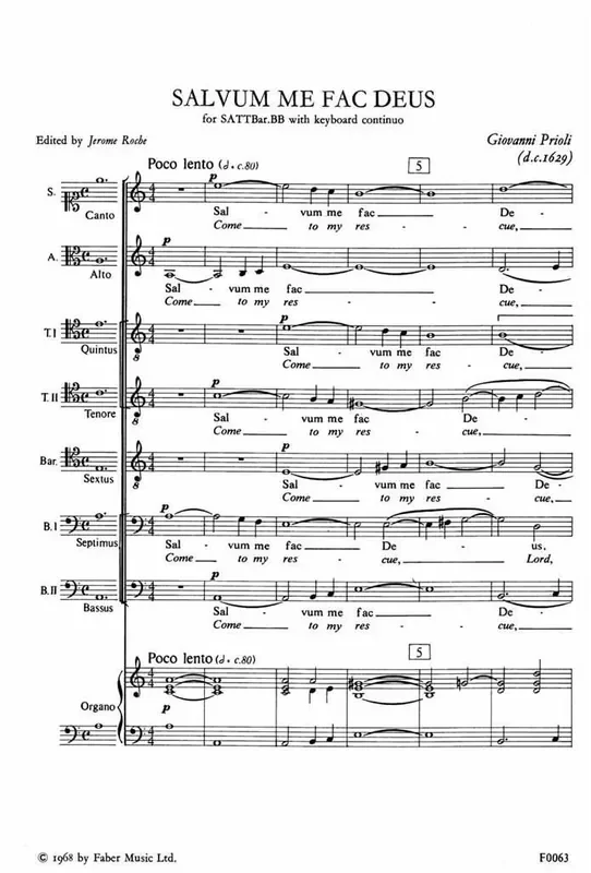 Giovanni Prioli Salvum me fac Deus. Gemischter Chor mit Begleitung