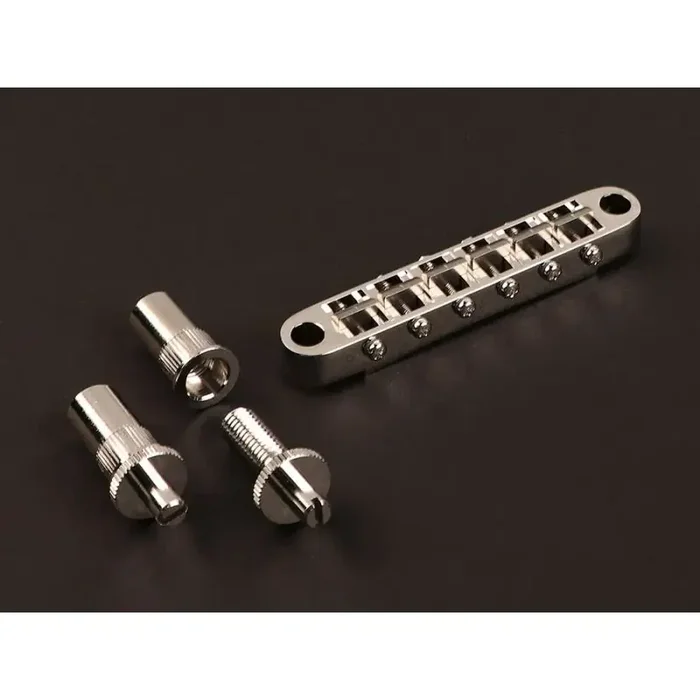 Gotoh bridge for e-guitar, „tune-o-matic“ stud spacing 74,0mm, titanium saddles, nickel