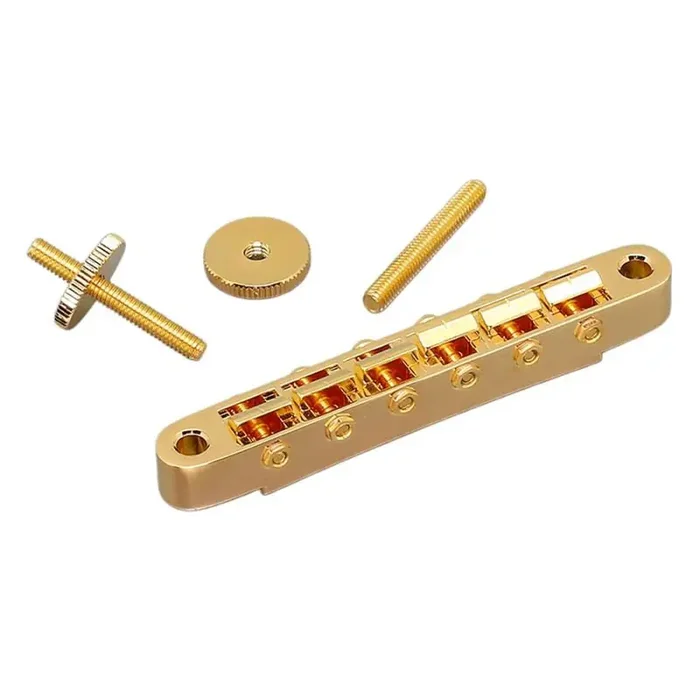 Gotoh GE104B guitar bridge tune-o-matic, vintage 11mm saddle travel, vintage posts, gold