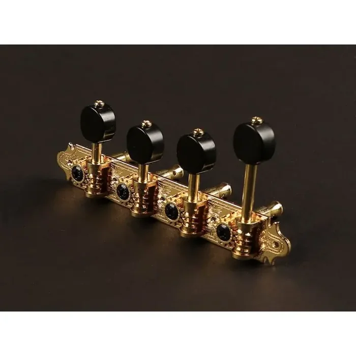 Gotoh machine heads for F-style mandolin, metal shaft, 69 mm, black button, gold